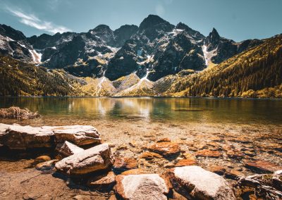 góry natura widok tatry niebo chmury staw woda krajobraz
